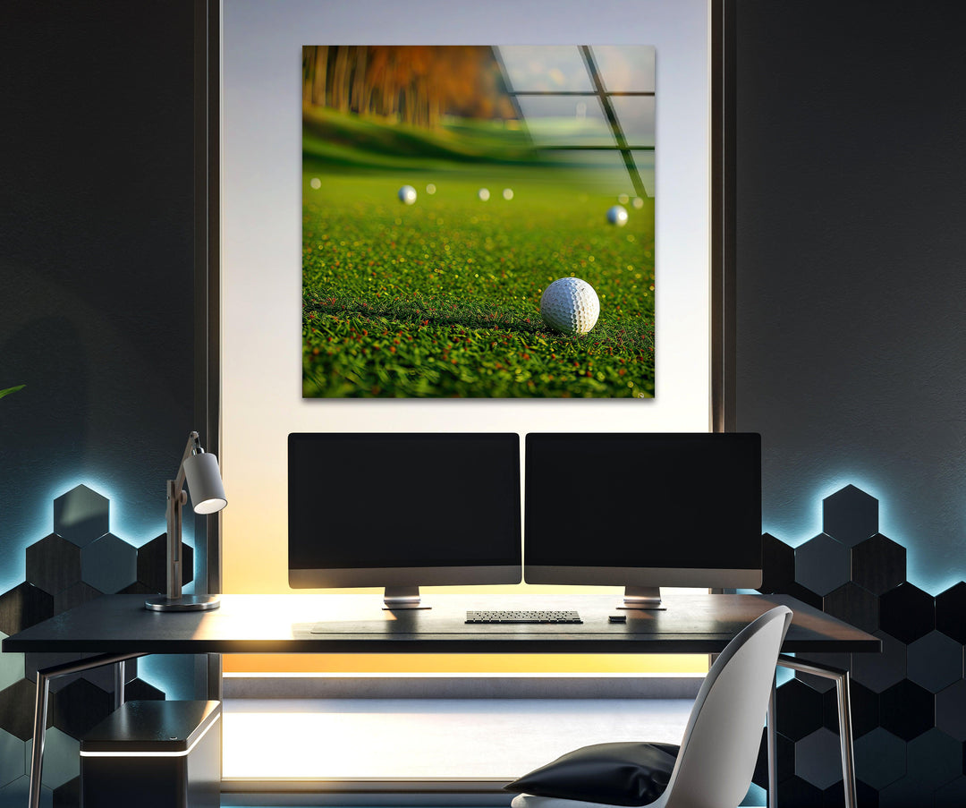 Golf Court and Balls Wall Art custom glass pictures, glass art prints
