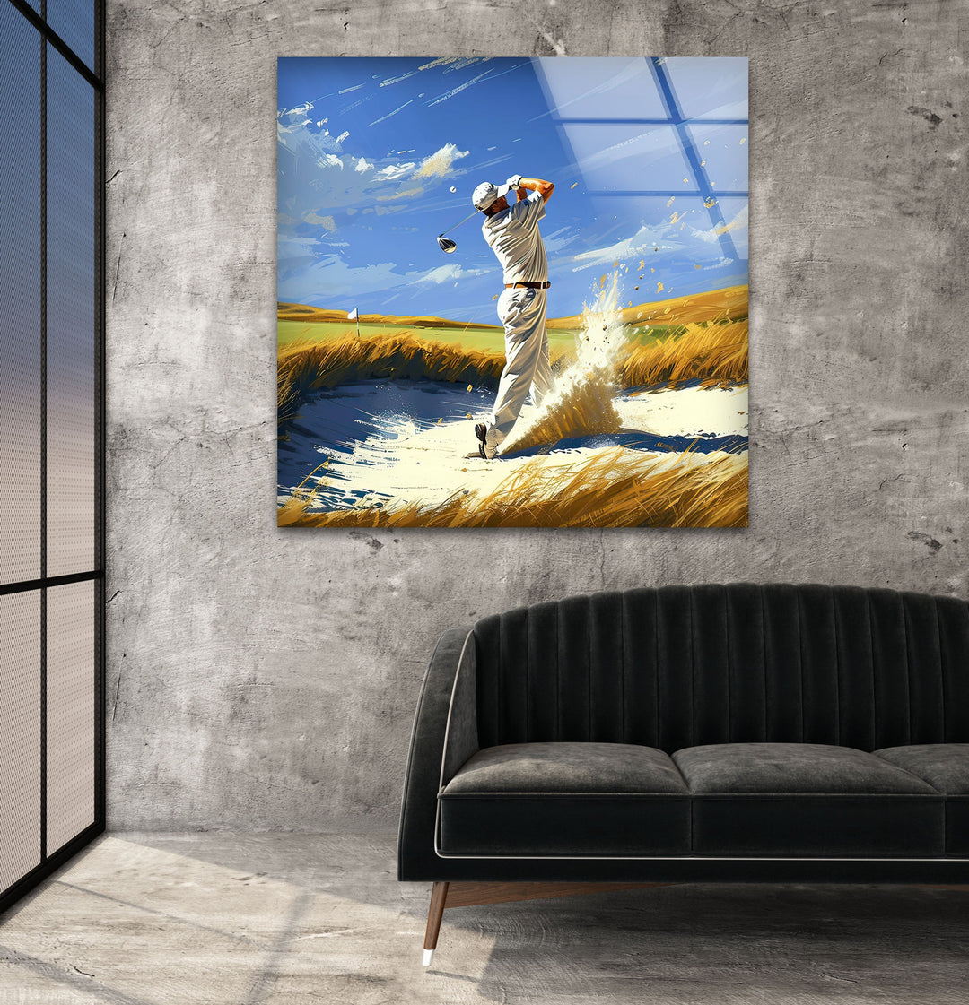 Golf Painting Glass Wall Art glass image printing, glass prints from photos
