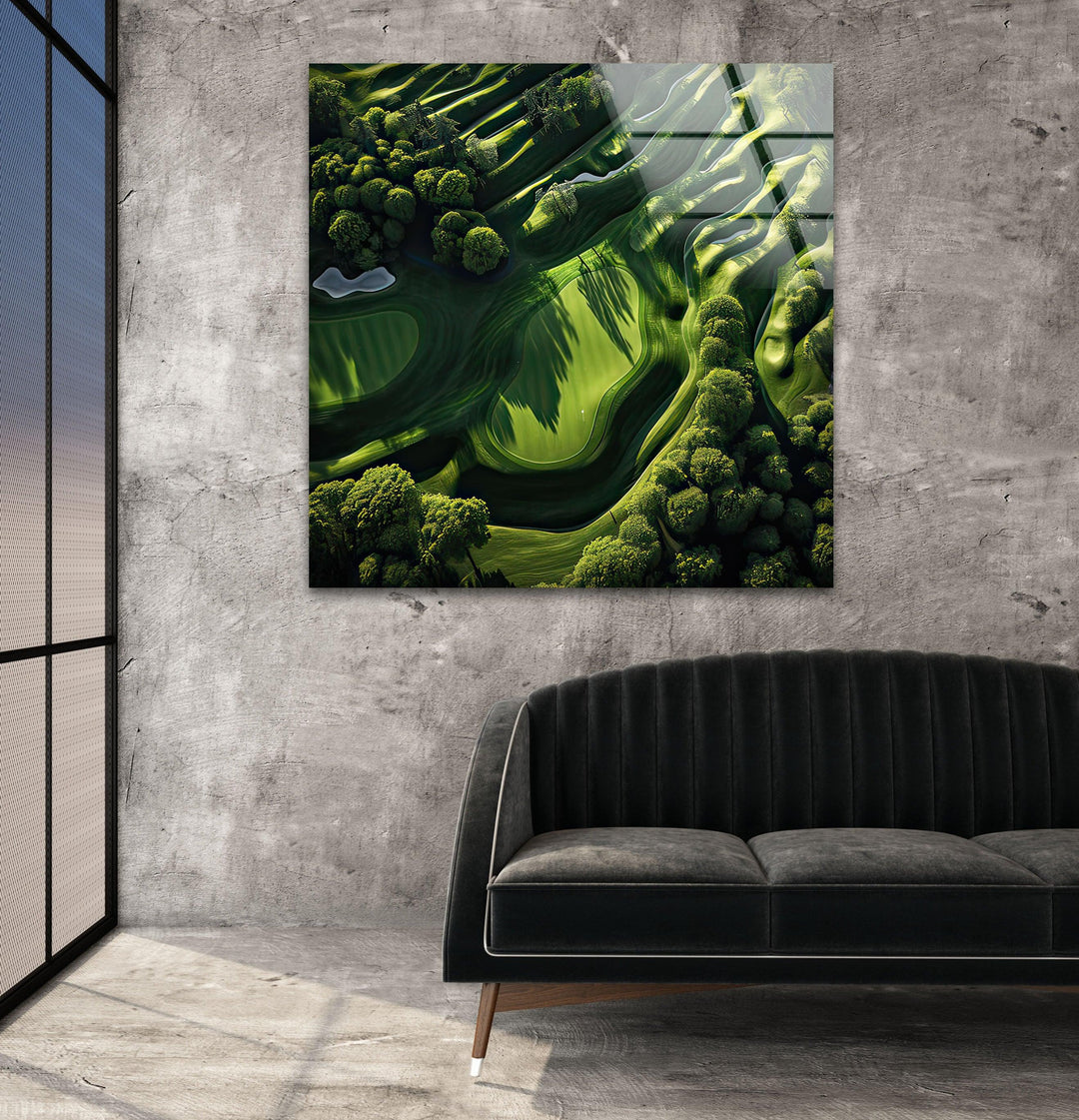 Golf Court Glass Wall Art picture on glass wall art, photos printed on glass
