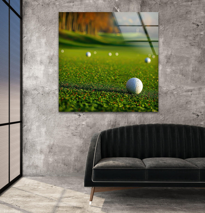 Golf Court and Balls Wall Art glass wall decor, glass wall art decor
