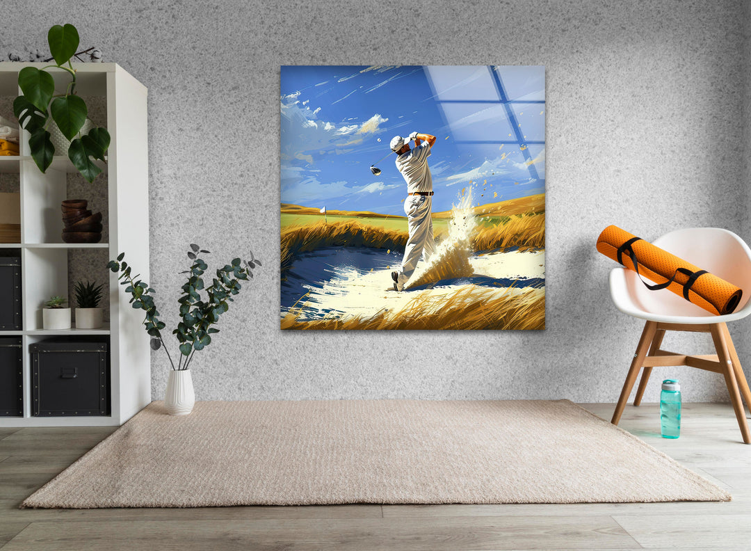 Golf Painting Glass Wall Art glass pictures for Wall, glass prints wall art
