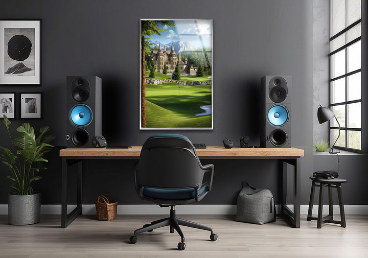 Golf Court & Castle Glass Wall Art art glass wall art, glass wall art pictures
