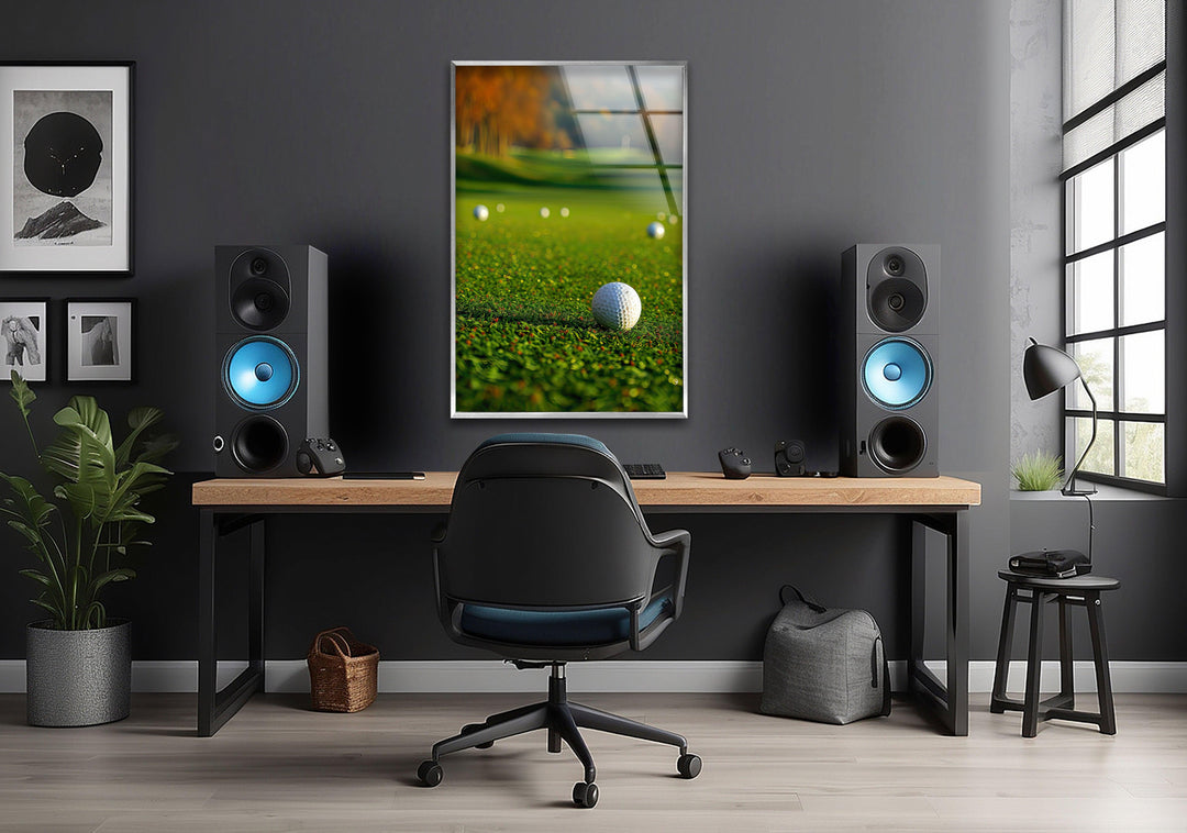 Golf Court and Balls Wall Art photo print on glass, prints on glass wall art
