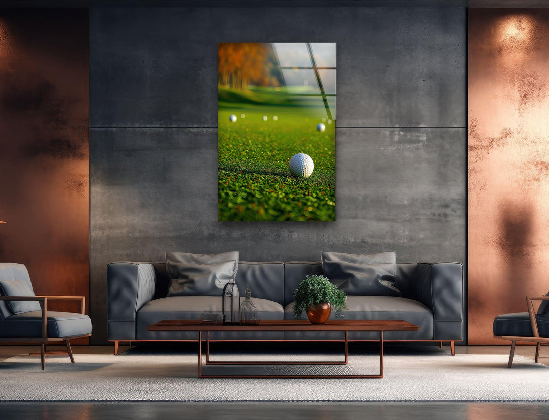 Golf Court and Balls Wall Art large glass photo prints, glass wall photos
