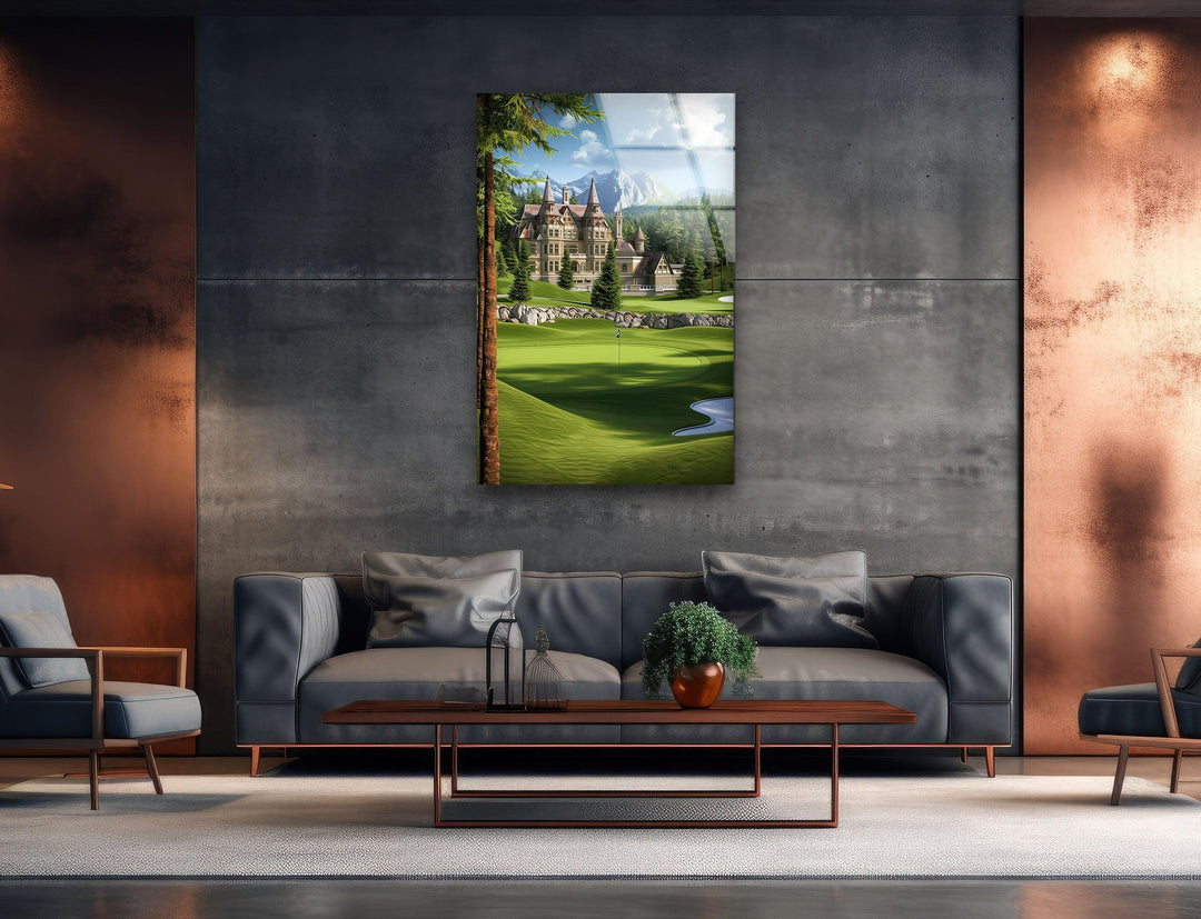 Golf Court & Castle Glass Wall Art Glass Printing Wall Art, Print photos on glass
