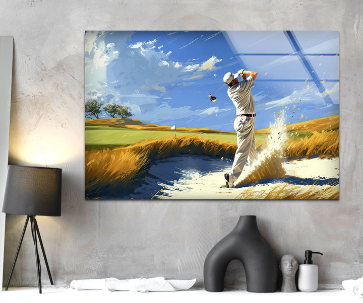 Golf Painting Glass Wall Art glass art painting, glass art for the Wall
