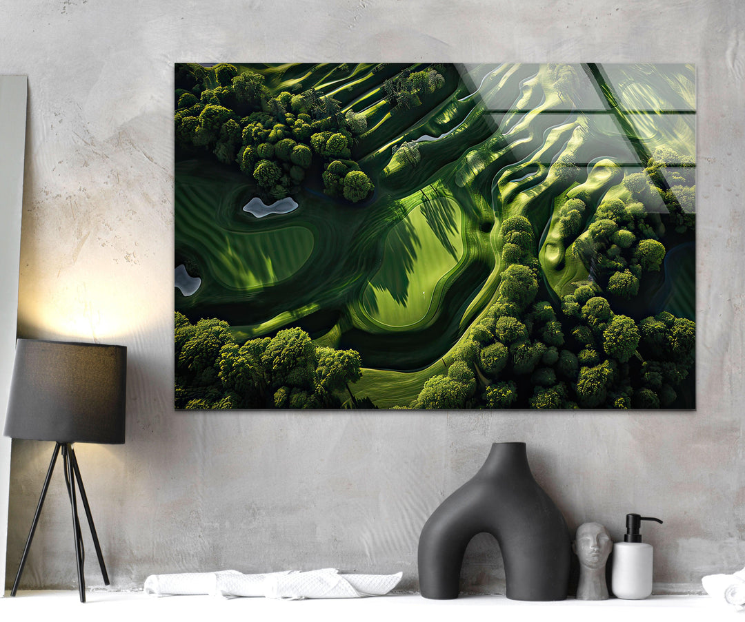 Golf Court Glass Wall Art custom glass pictures, glass art prints
