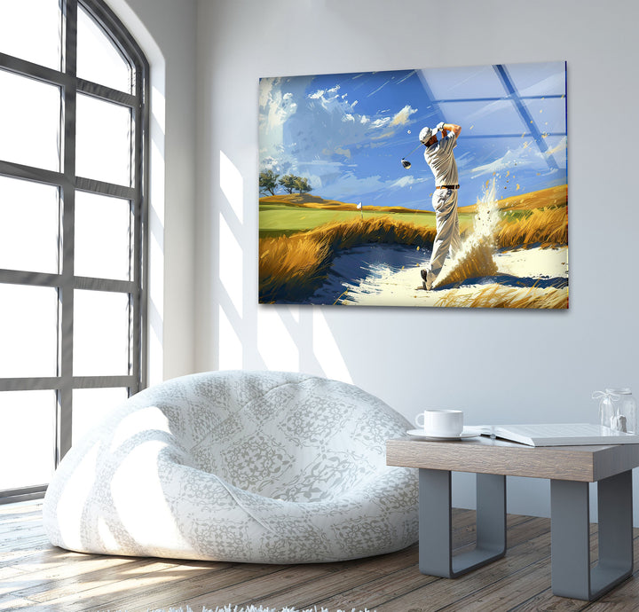 Golf Painting Glass Wall Art Glass Printing Wall Art, Print photos on glass
