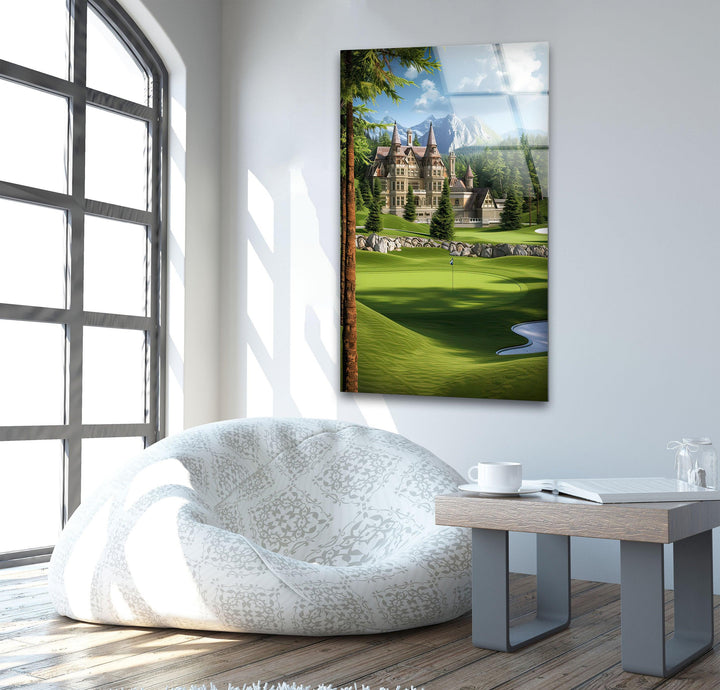 Golf Court & Castle Glass Wall Art glass pictures for Wall, glass prints wall art
