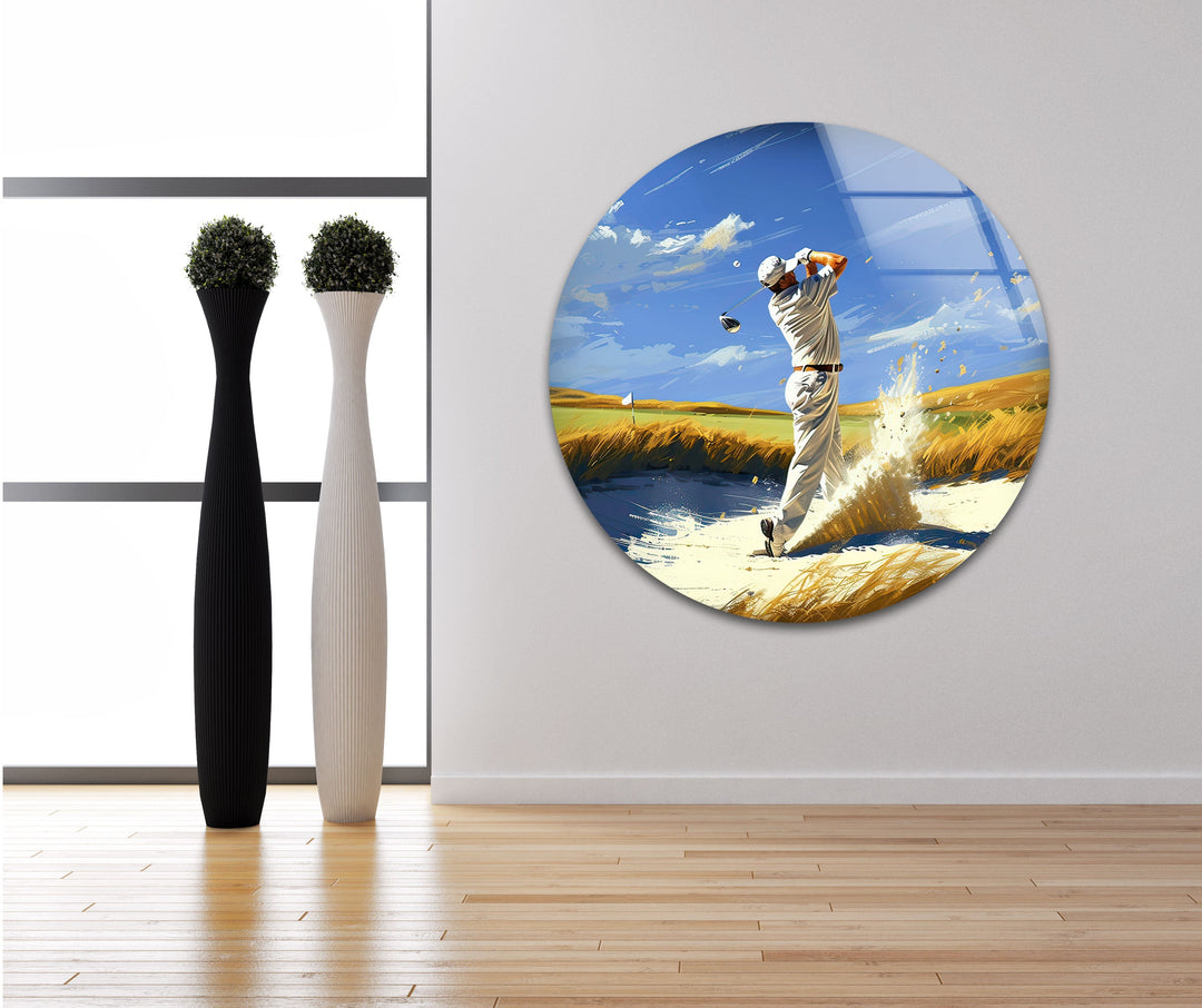 Golf Painting Glass Wall Art glass photo prints, glass picture prints
