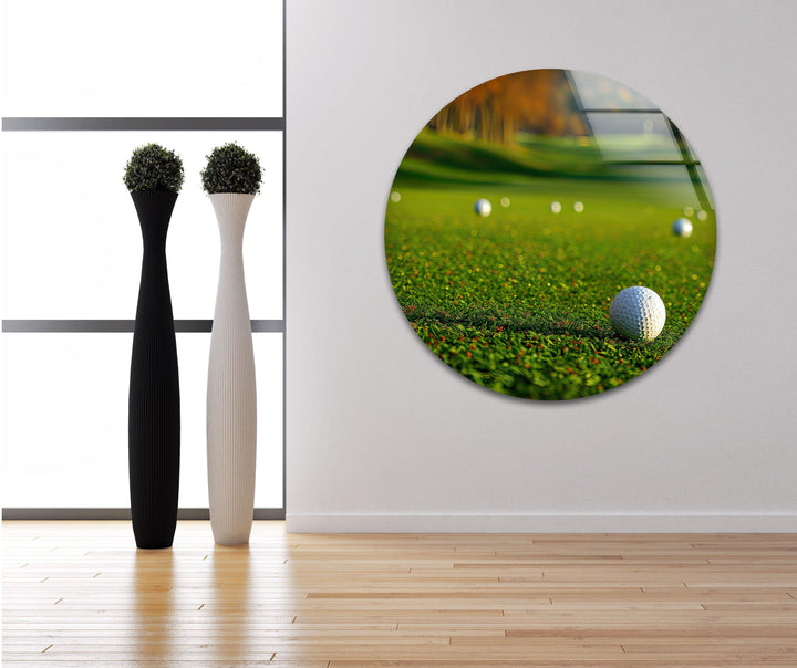 Golf Court and Balls Wall Art print picture on glass, Tempered Glass Wall Art
