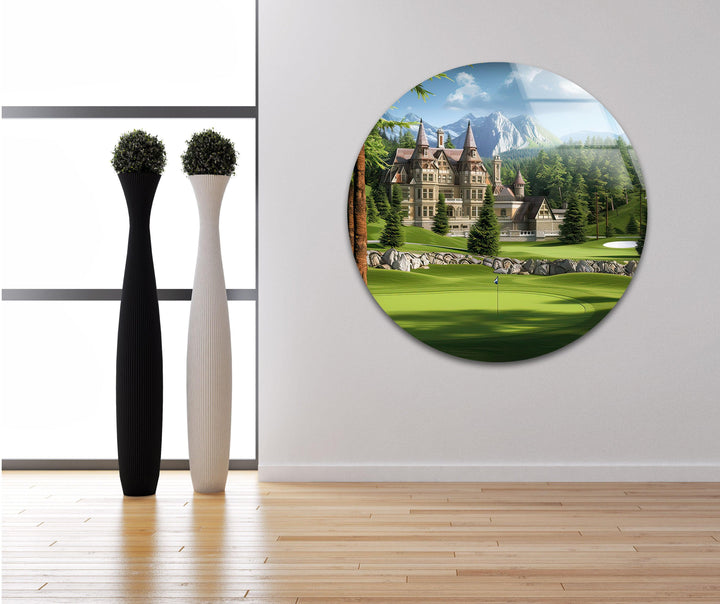 Golf Court & Castle Glass Wall Art custom glass pictures, glass art prints
