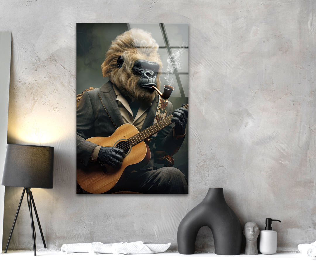 Gorilla With a Blonde Mane Glass Wall Art Glass Printing Wall Art, Print photos on glass
