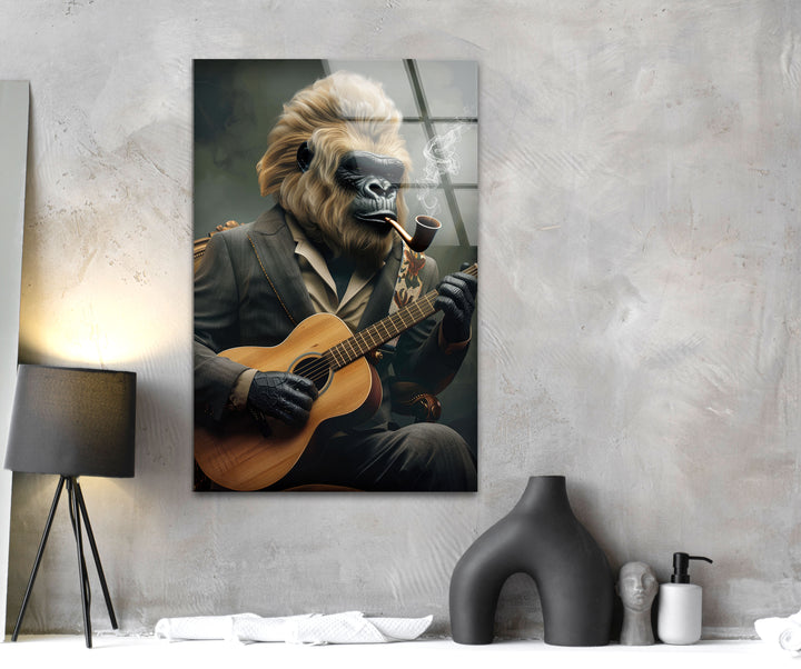 Gorilla With a Blonde Mane Glass Wall Art Glass Printing Wall Art, Print photos on glass
