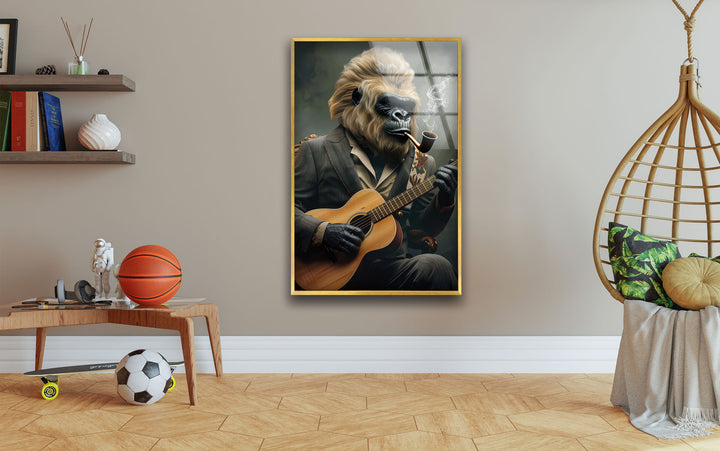 Gorilla With a Blonde Mane Glass Wall Art glass photo prints, glass picture prints
