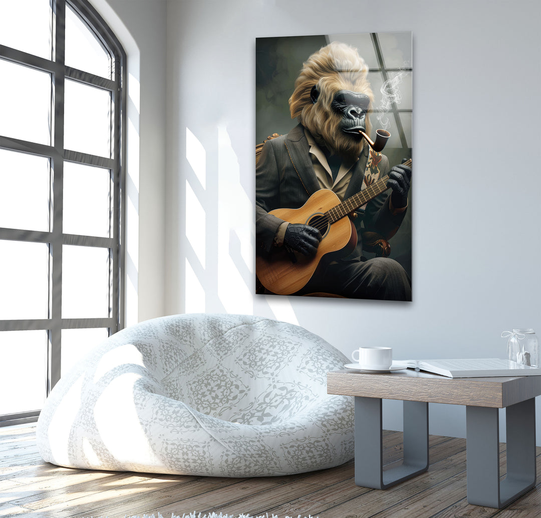 Gorilla With a Blonde Mane Glass Wall Art glass image printing, glass prints from photos
