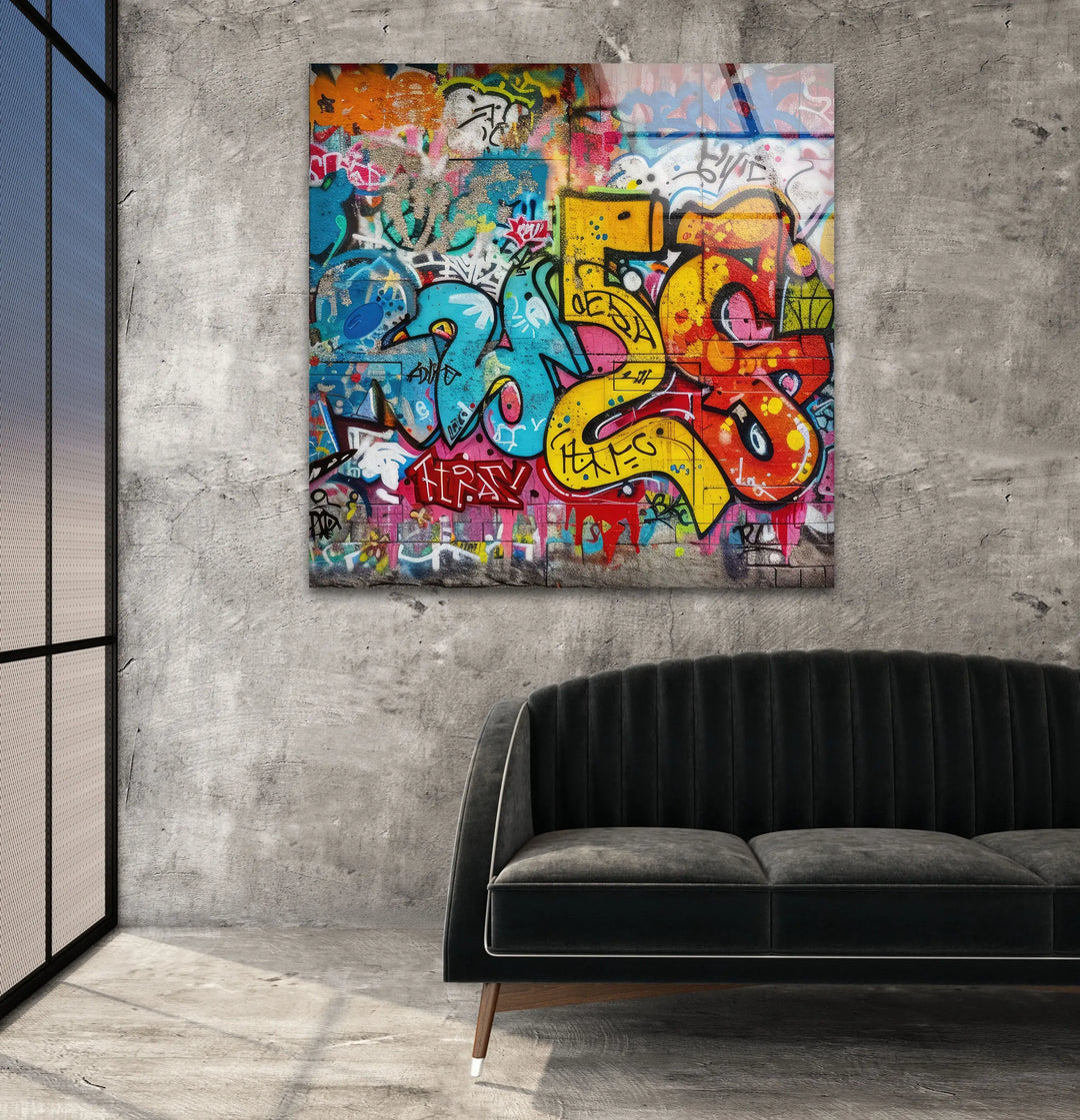 Street Grafitti Glass Wall Art glass pictures for Wall, glass prints wall art
