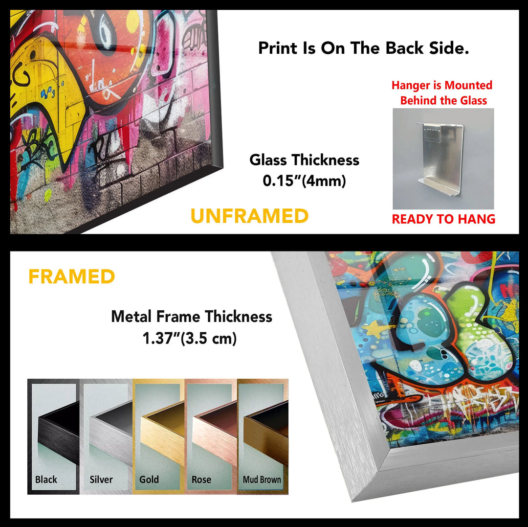 Street Grafitti Glass Wall Art