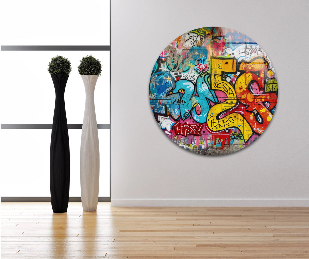 Street Grafitti Glass Wall Art custom glass pictures, glass art prints
