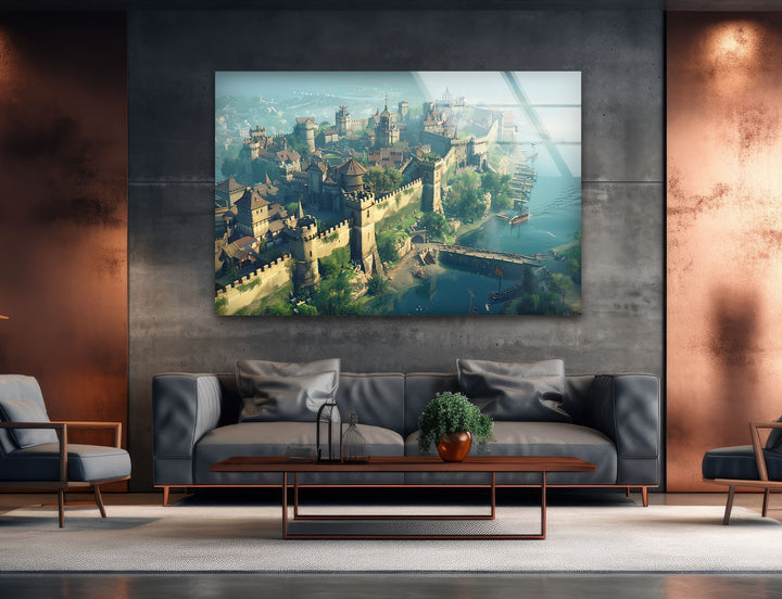 Great Medieval City Glass Wall Art Glass Printing Wall Art, Print photos on glass
