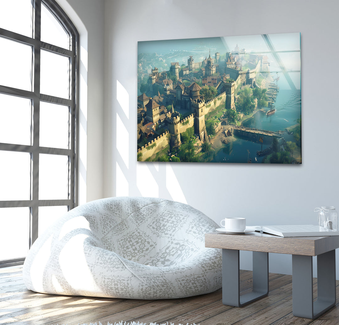 Great Medieval City Glass Wall Art glass pictures for Wall, glass prints wall art
