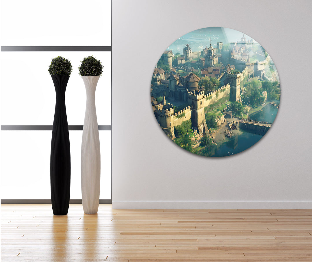 Great Medieval City Glass Wall Art custom glass pictures, glass art prints
