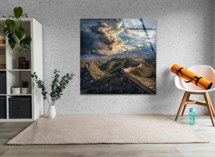 Great Wall of China Landscape Glass Wall Art Glass Printing Wall Art, Print photos on glass
