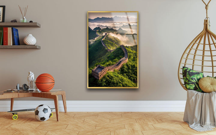 Great Wall of China Green Glass Wall Art glass image printing, glass prints from photos
