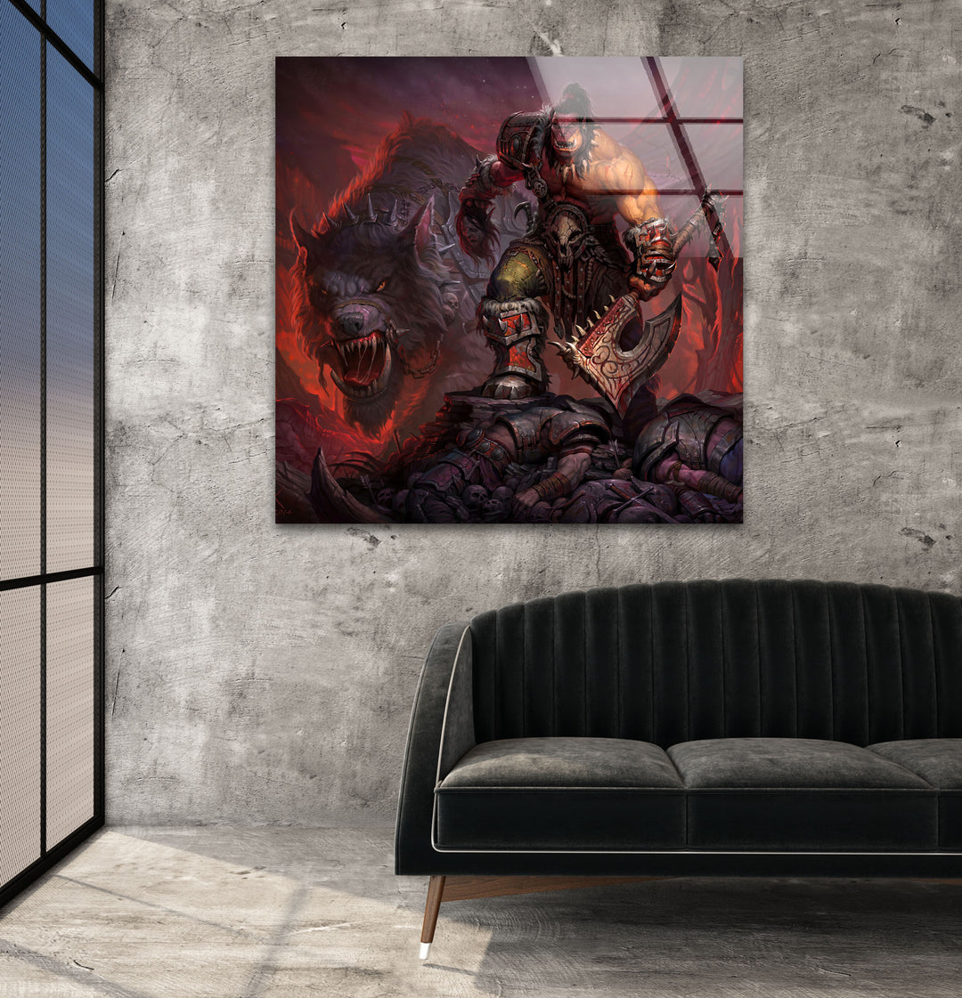 World of Warcraft Grom Orc Glass Wall Art glass art painting, glass art for the Wall
