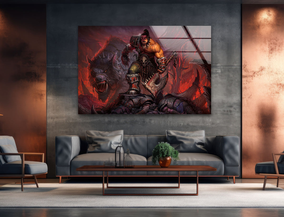 World of Warcraft Grom Orc Glass Wall Art glass photo prints, glass picture prints
