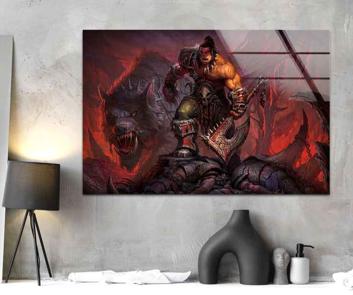 World of Warcraft Grom Orc Glass Wall Art glass pictures for Wall, glass prints wall art
