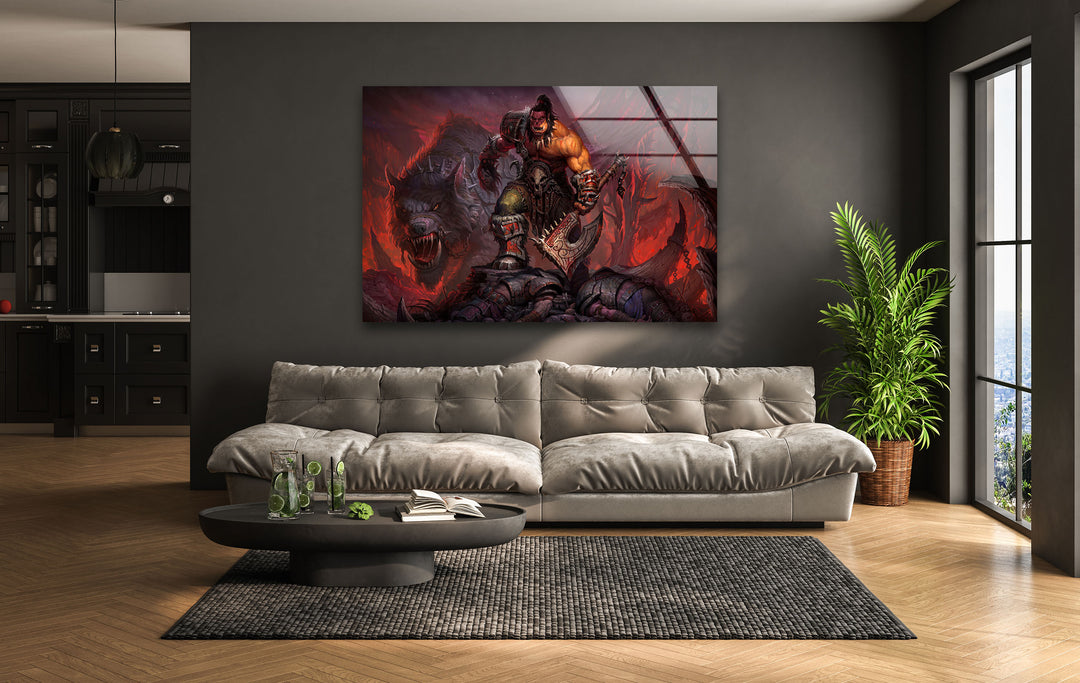 World of Warcraft Grom Orc Glass Wall Art Glass Printing Wall Art, Print photos on glass
