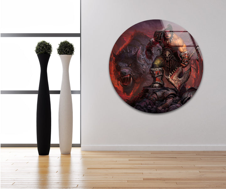 World of Warcraft Grom Orc Glass Wall Art glass wall decor, glass wall art decor
