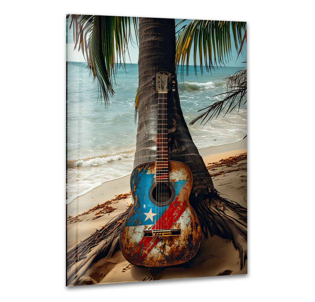 Old Guitar Glass Wall Art Glass Printing Wall Art, Print photos on glass
