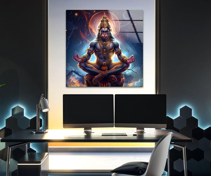 Hanuman God Glass Wall Art print picture on glass, Tempered Glass Wall Art
