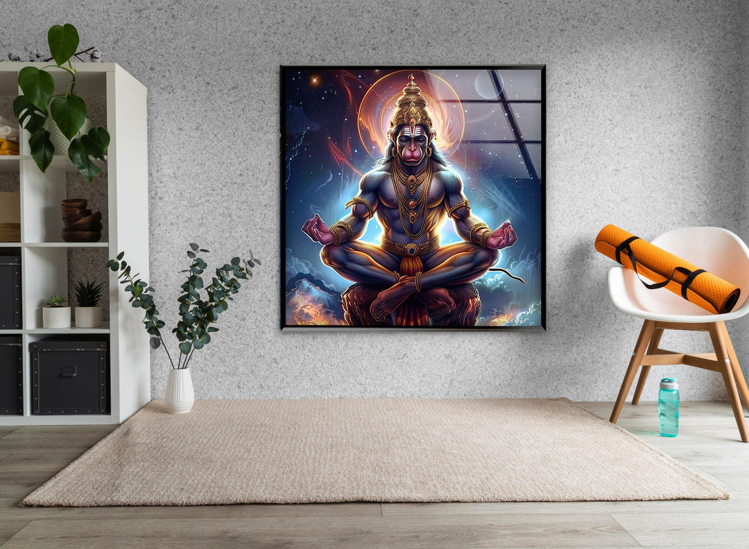 Hanuman God Glass Wall Art print on glass, glass printed photos
