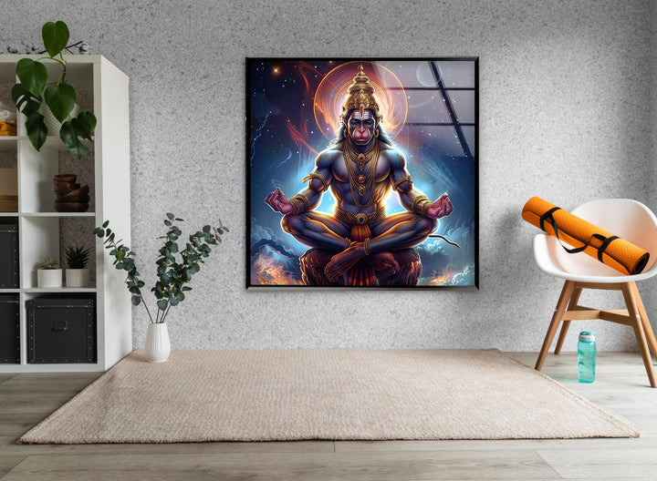 Hanuman God Glass Wall Art print on glass, glass printed photos
