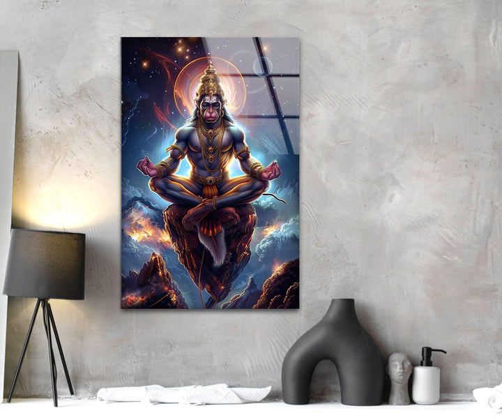 Hanuman God Glass Wall Art custom glass pictures, glass art prints
