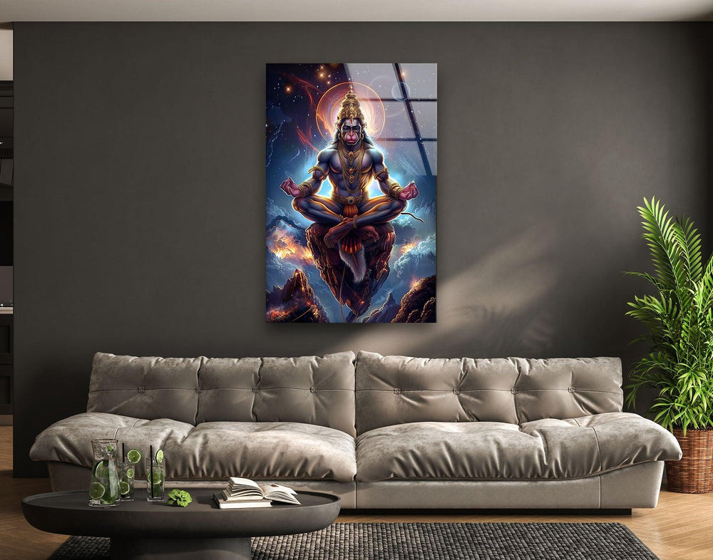 Hanuman God Glass Wall Art Glass Printing Wall Art, Print photos on glass
