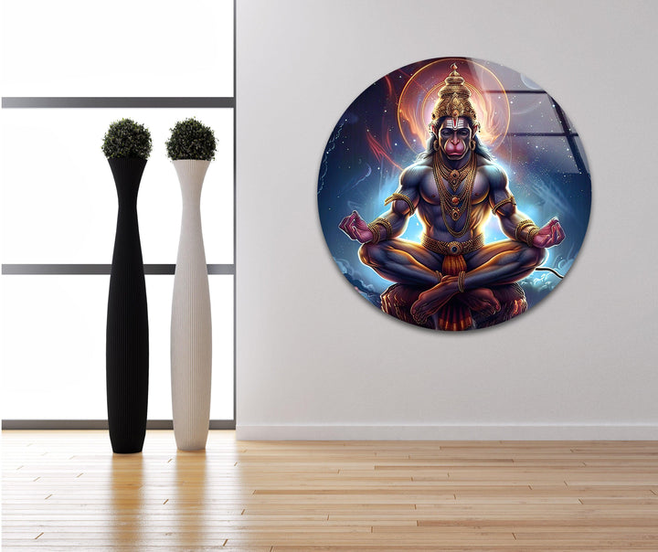 Hanuman God Glass Wall Art custom glass photo prints, large glass prints
