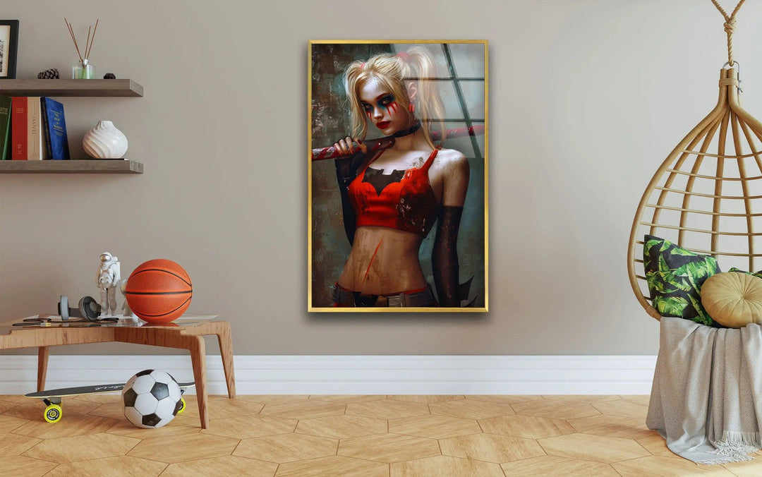 Harley Quinn Glass Wall Art glass wall decor, glass wall art decor
