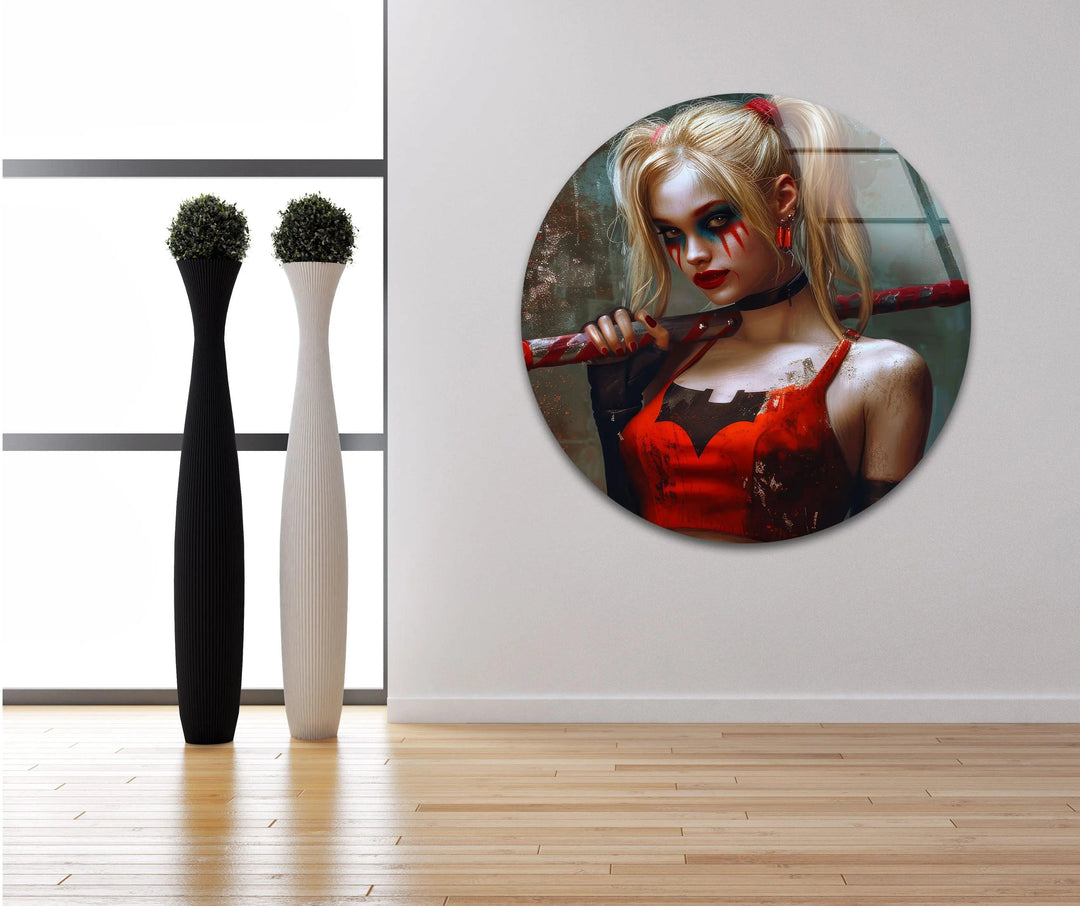 Harley Quinn Glass Wall Art print on glass, glass printed photos
