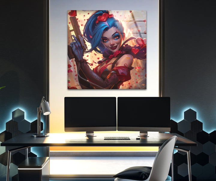 League of Legends Jinx Luxury Tempered Glass Wall Art 