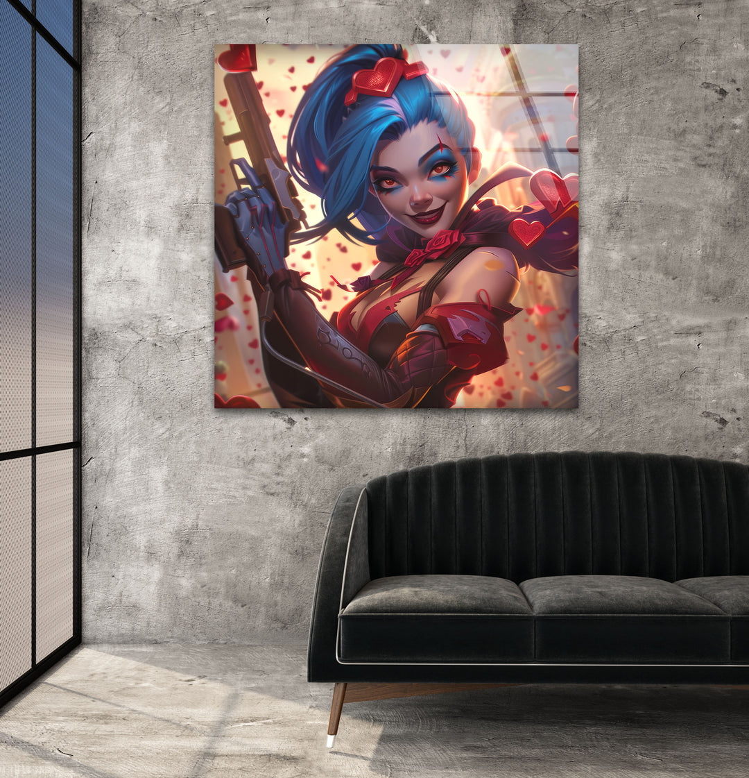 League of Legends Jinx Luxury Glass Photo Prints for Walls