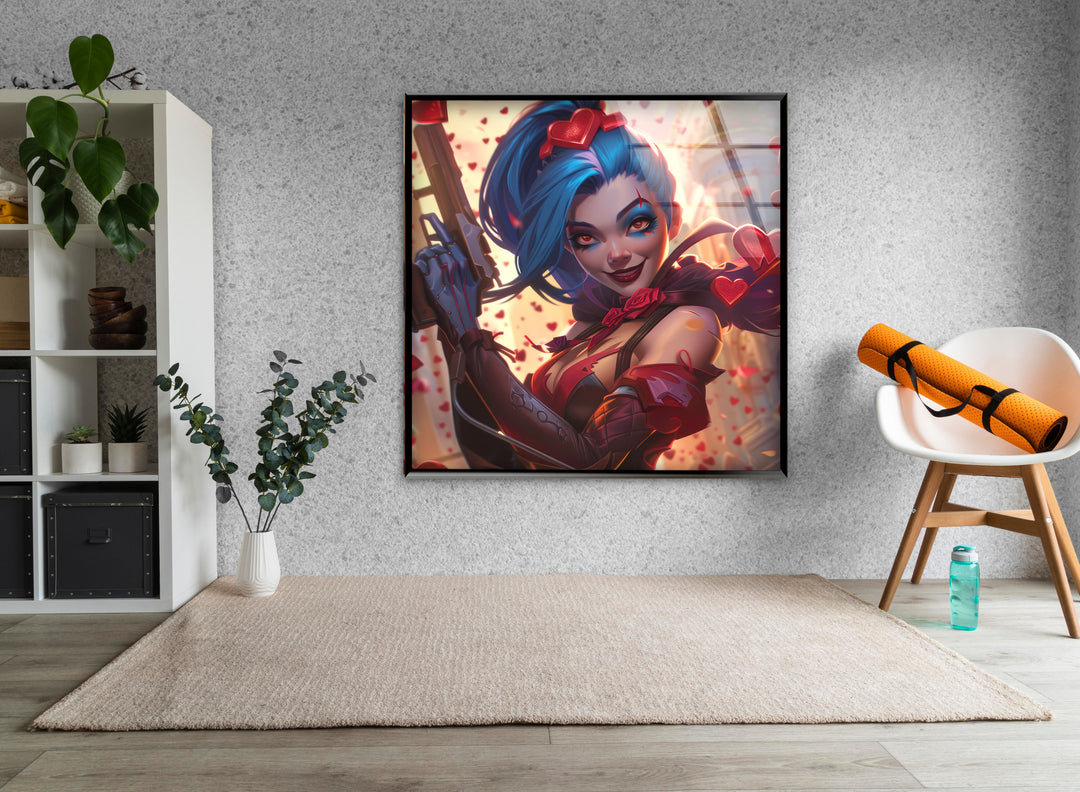 League of Legends Jinx Luxury Glass Art for the Wall