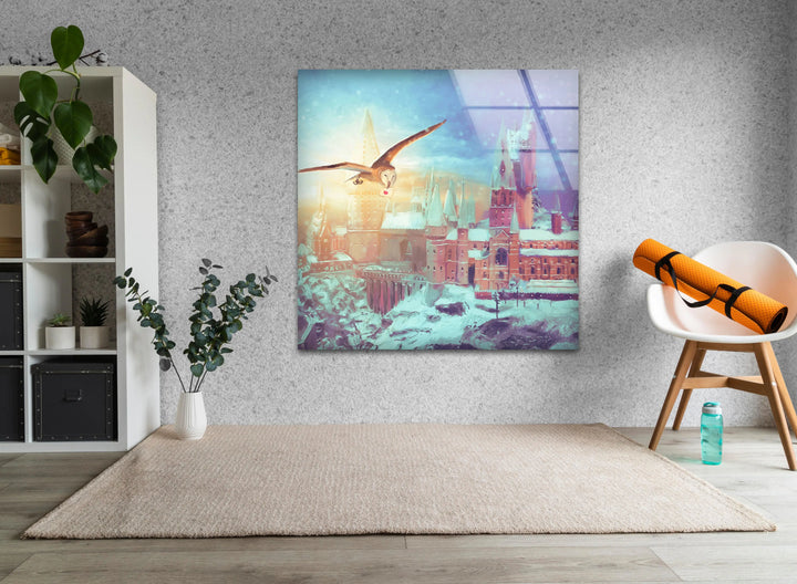 Hogwarts School Glass Wall Art print picture on glass, Tempered Glass Wall Art
