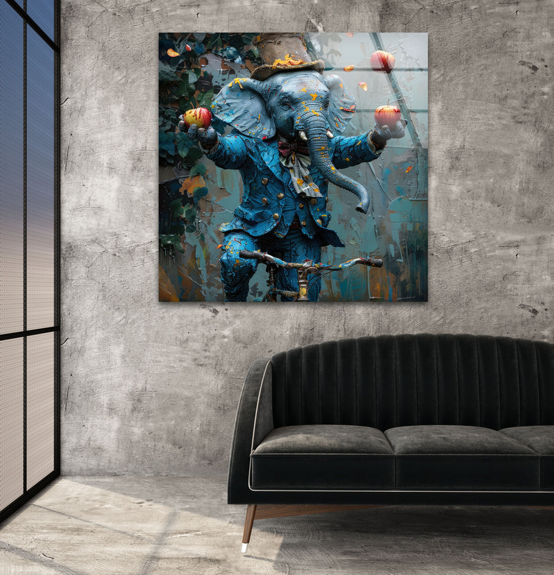 Circus Elephant Glass Wall Art custom glass photo prints, large glass prints