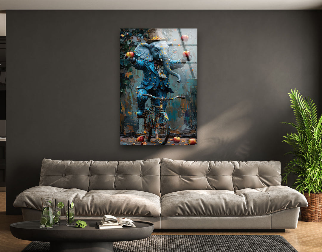 Circus Elephant Glass Wall Art photo print on glass, prints on glass wall art