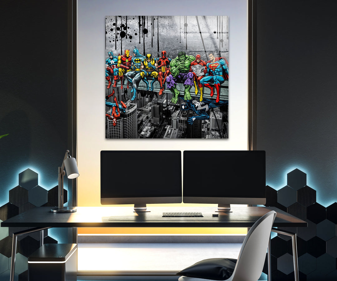 Marvel Heros Glass Wall Art large glass photo prints, glass wall photos
