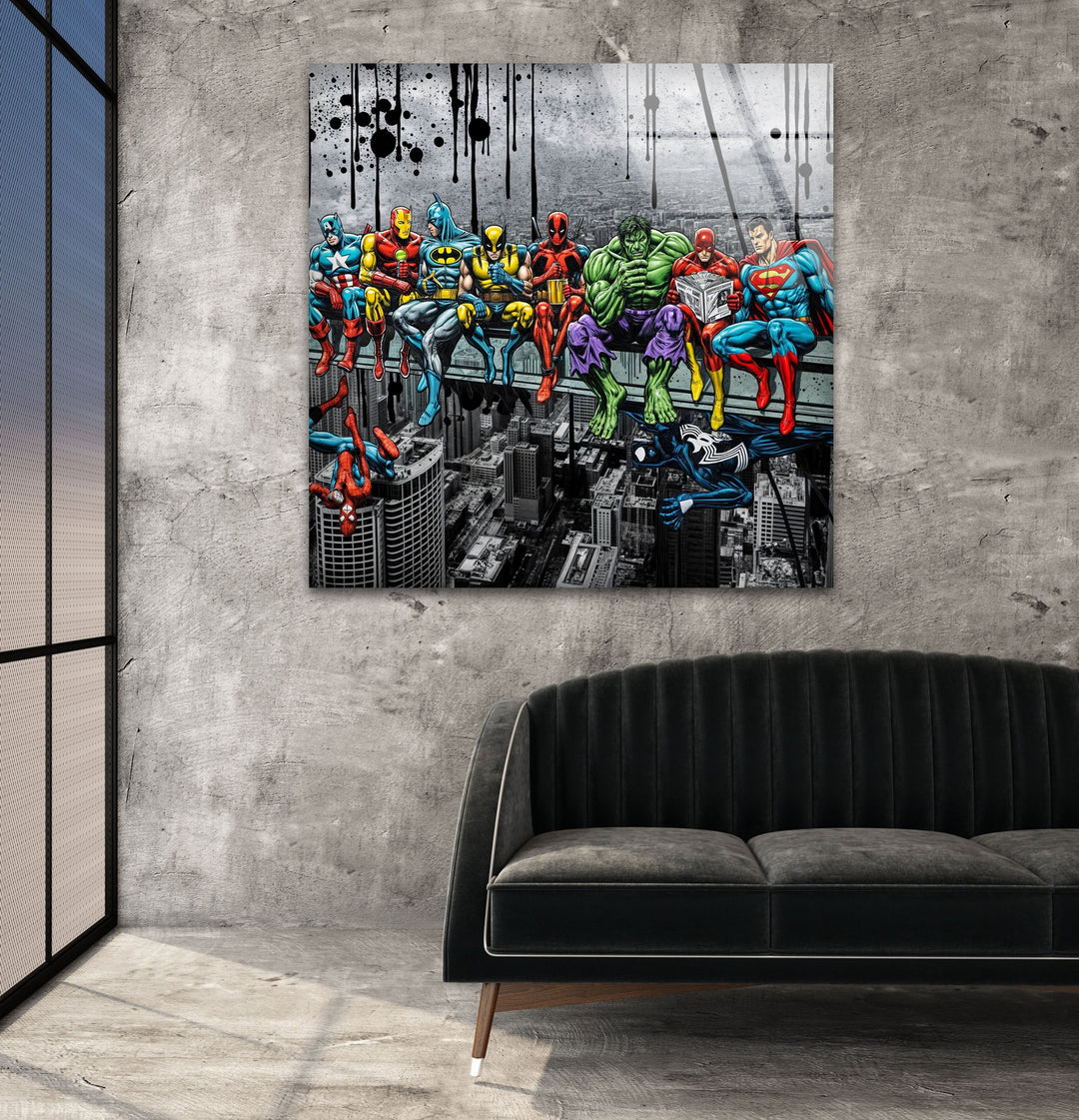 Marvel Heros Glass Wall Art custom glass pictures, glass art prints
